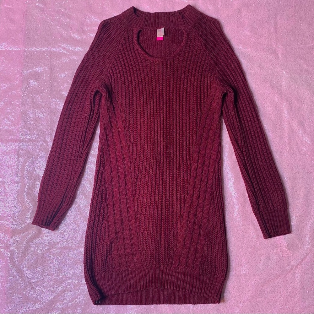 ♡ Knitted Maroon Sweater-Dress by ‘NOBO’ ♡